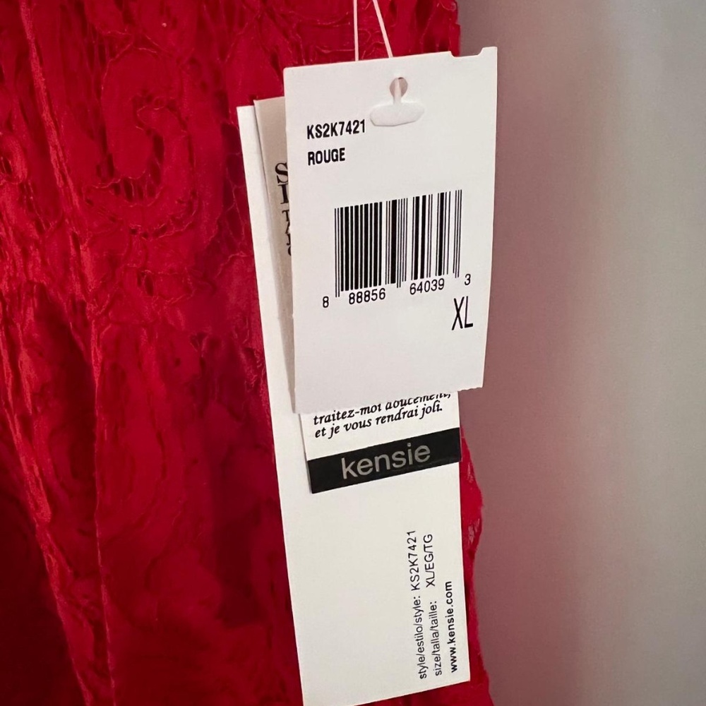 NWT Kensie Paisley Lace Sleeveless Backed Zipper Dress in Rouge Red Size XL - Picture 7 of 16